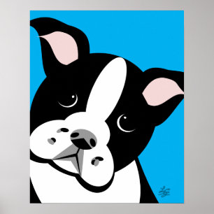 Boston Terrier Vector Porträtt Poster