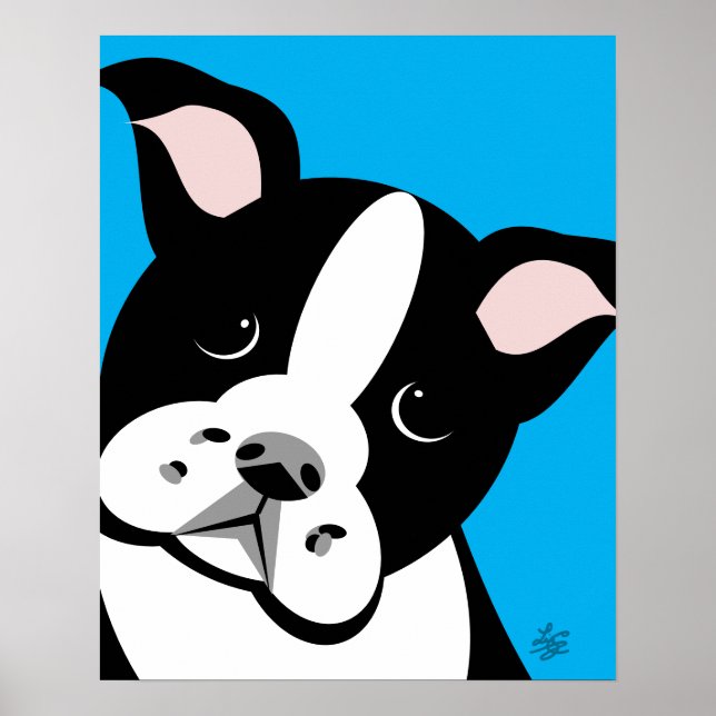 Boston Terrier Vector Porträtt Poster (Framsidan)