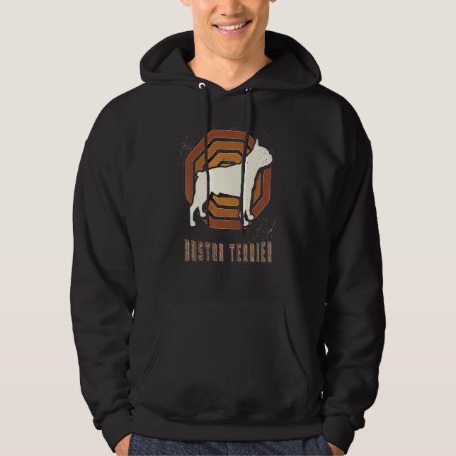 Boston Terrier Vintage Retro Classic Dog Love Hoodie (Framsida)