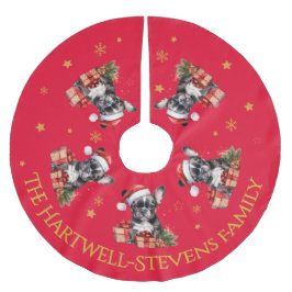 Boston Terrier Wearing A jul Hat Julgransmatta Borstad Polyester