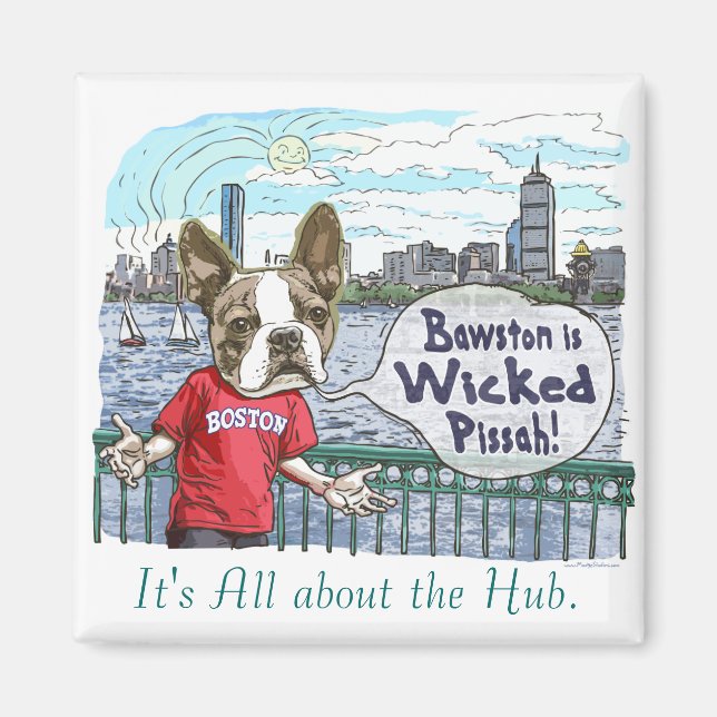 Boston Terrier Wicked Pissah-växel Magnet (Framsidan)