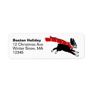 Boston Terrier Winter Helgdag Cute Hund jul Returadress Etikett