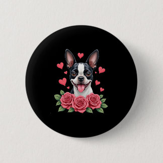 Boston Terrier with Red Roses Hearts Valentine�s D Knapp
