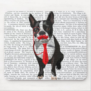 Boston Terrier With Red Tie and Mustache 2 Musmatta