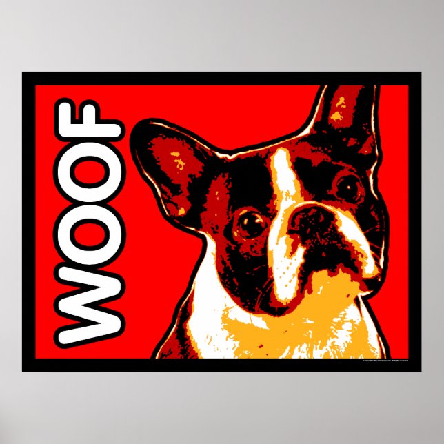 Boston Terrier WOOF Poster (Framsidan)