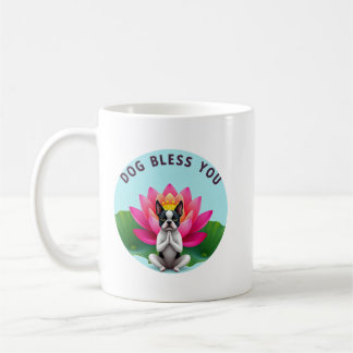 Boston Terrier Yoga Meditating Dog Bless You Zen  Kaffemugg