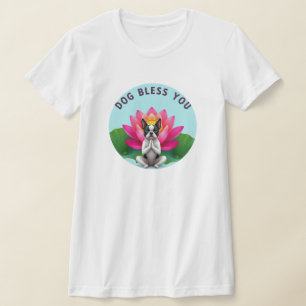 Boston Terrier Yoga Mediterande Hund Välsigna Dig T Shirt