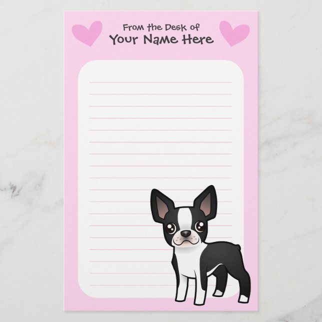 Boston Terrierkärlek Brevpapper (Framsida)