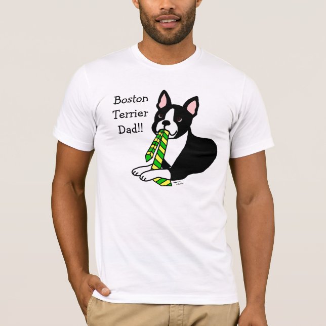 Boston Terrierpappa med Tie 1 T-shirt (Framsida)