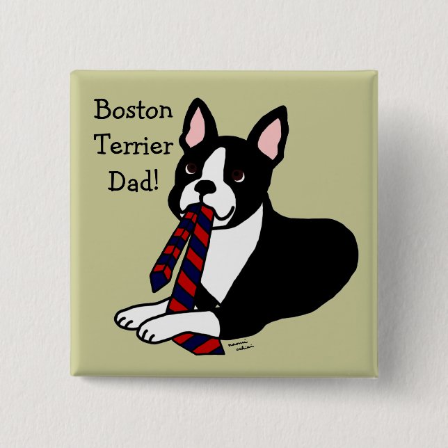 Boston Terrierpappa med Tie 2 Knapp (Framsida)