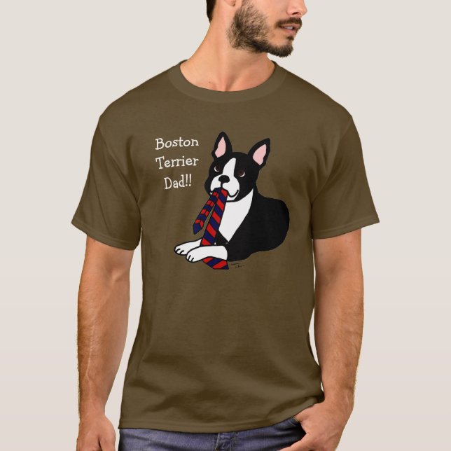 Boston Terrierpappa med Tie 2 T Shirt (Framsida)