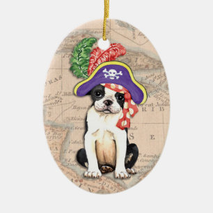 Boston Terrierpirat Julgransprydnad Keramik
