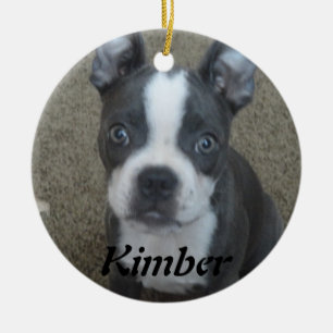 Boston Terrierprydnad Julgransprydnad Keramik