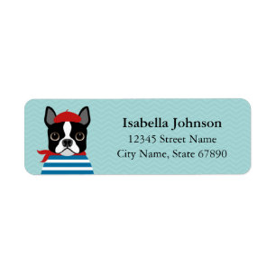 Boston Terrierreturetiketter Returadress Etikett
