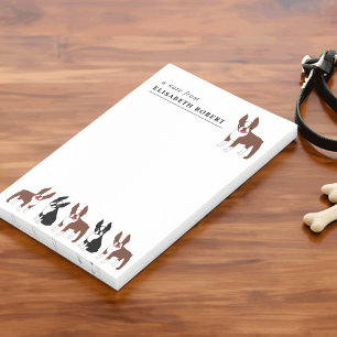 Boston Terriers Black and White och Red Brown Post-it Block