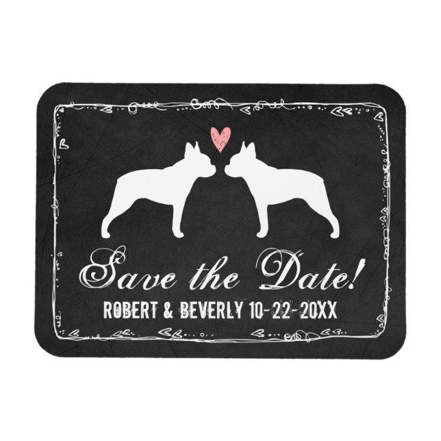Boston Terriers Bröllop Save the Date Magnet (Horisontell)