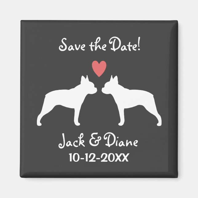 Boston Terriers Bröllop Save the Date Magnet (Framsidan)