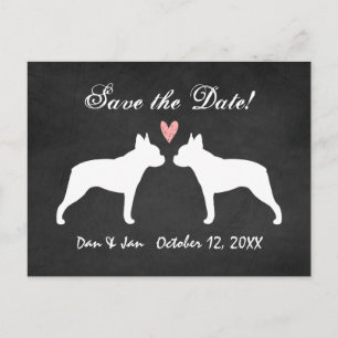 Boston Terriers Bröllop Save the Date Meddelande Vykort