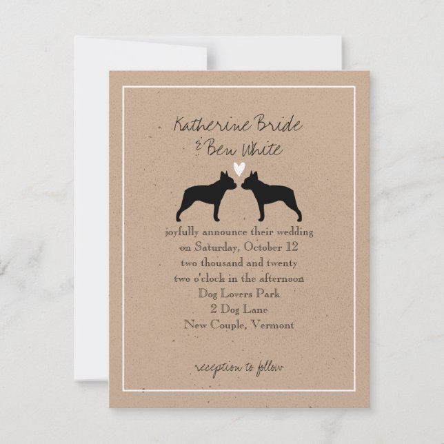 Boston Terriers bröllopsinbjudan Inbjudningar (Framsida)