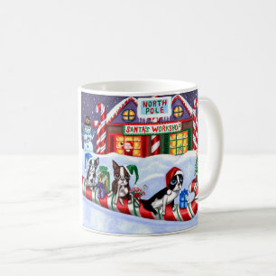 Boston Terriers Candy cane Santa Snögubbe Kaffemugg
