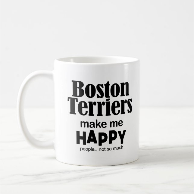 Boston Terriers gör mig Lycklig Kaffemugg (Vänster)