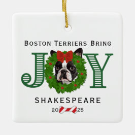 Boston Terriers Hämta Joy Julgransprydnad Keramik