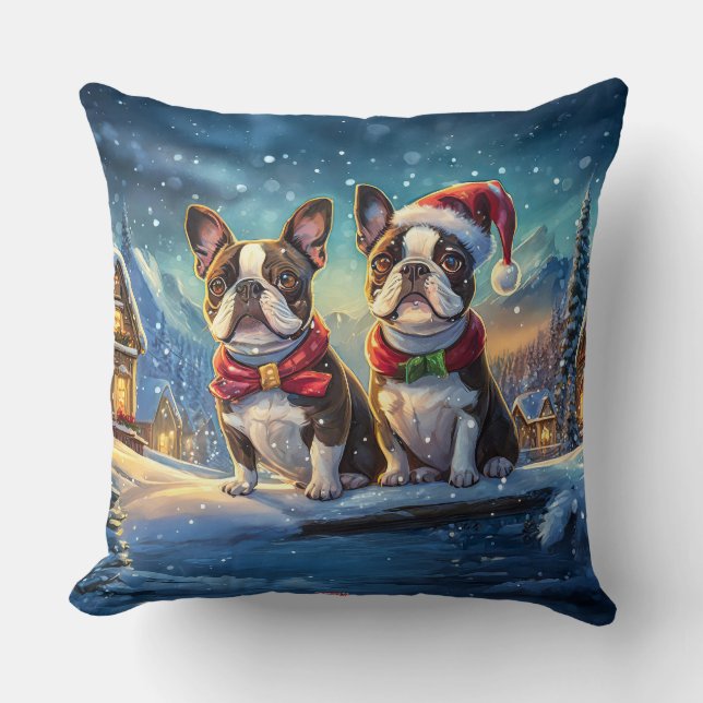 Boston Terriers Helgdag Design by Rik AMeN Gill Kudde (Framsida)