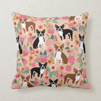 Boston Terriers söta blommigtar kudde