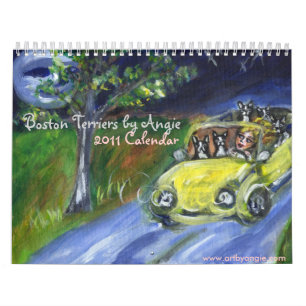 Boston Terriers vid den Angie 2011 kalendern Kalender