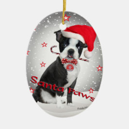Boston Terriersanta tassar Julgransprydnad Keramik