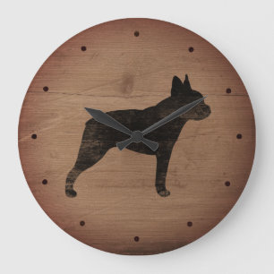 Boston TerrierSilhouette Stor Klocka