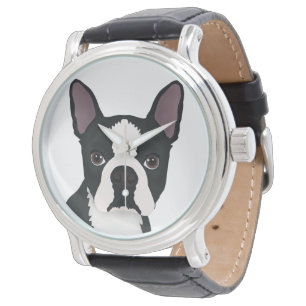 boston terriertecknad armbandsur