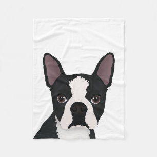 boston terriertecknad fleecefilt