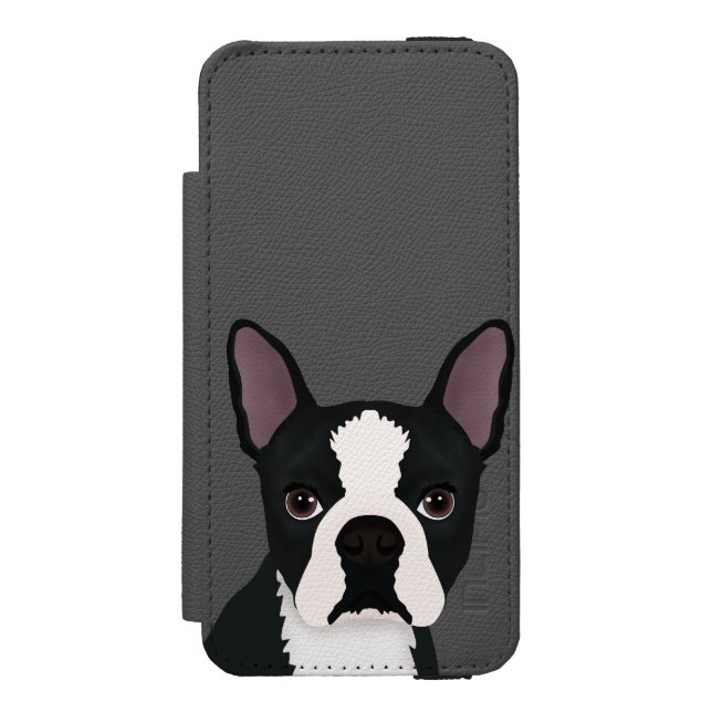 boston terriertecknad incipio iPhone wallet skal (Folio Framsidan)