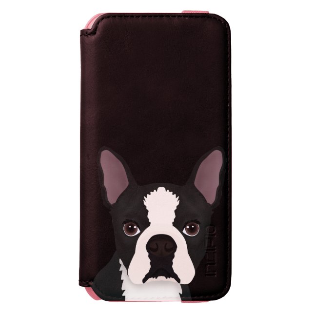 boston terriertecknad incipio iPhone wallet skal (Folio Framsidan)