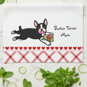 Boston Terriertecknad Kökshandduk