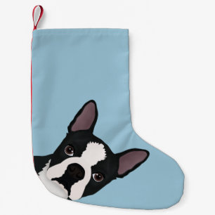 boston terriertecknad liten julstrumpa
