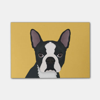 boston terriertecknad post-it block
