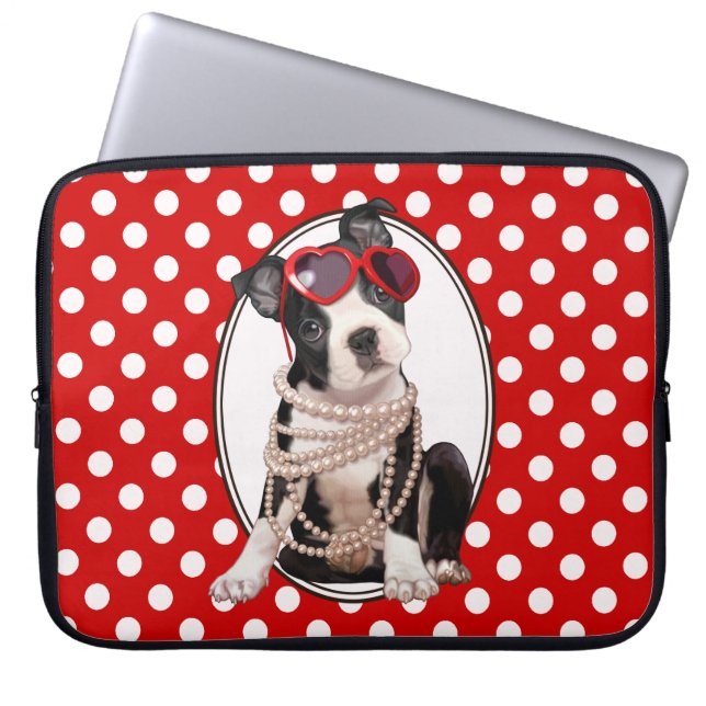 Boston Terriervalp Laptop Sleeve (Framsidan)