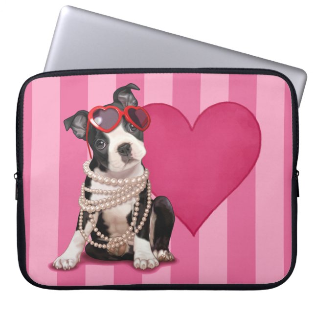 Boston Terriervalp Laptop Sleeve (Framsidan)