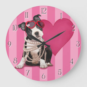 Boston Terriervalp Stor Klocka
