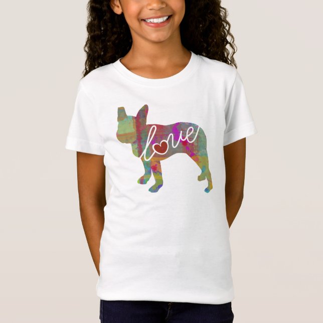 Boston Terriervattenfärg Tee Shirt (Framsida)