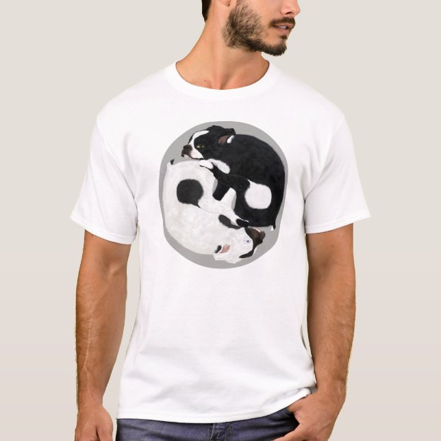 Boston TerrierYin Yang T-tröja Tee (Framsida)