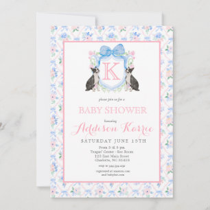 Boston Terrior hund Vapensköld Baby Shower-inbjuda Inbjudningar