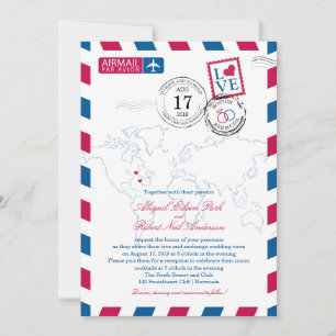 Boston till Bermuda Bröllop Airmail Inbjudningar