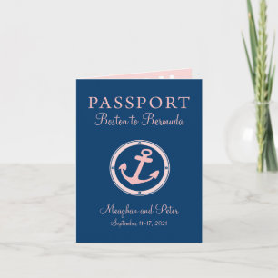 Boston till Bermuda Cruise Passport Bröllop Inbjudan
