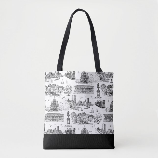 Boston Toile (årsjubileums utg.) Svart/Vit Tygkasse (Framsida)