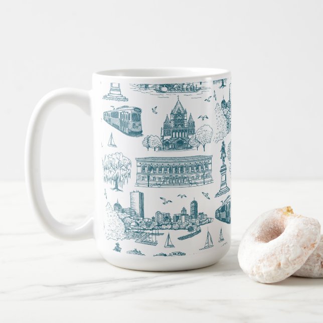 Boston Toile (årsjubileumsutgåva) Blå/Vit Kaffemugg (Med munk)