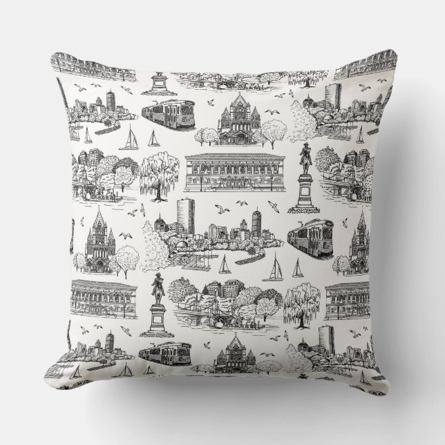 Boston Toile (årsjubileumsutgåva) Svart/Vit Kudde (Framsida)