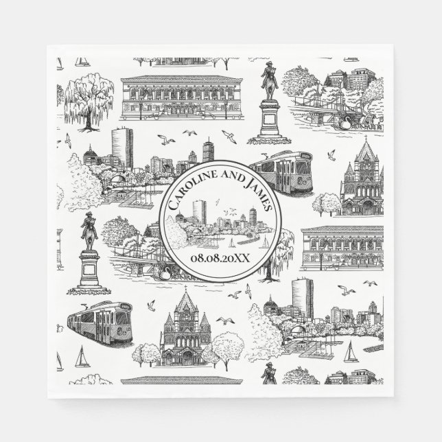 Boston Toile (årsjubileumsutgåva) Svart/Vit Pappersservett (Framsidan)